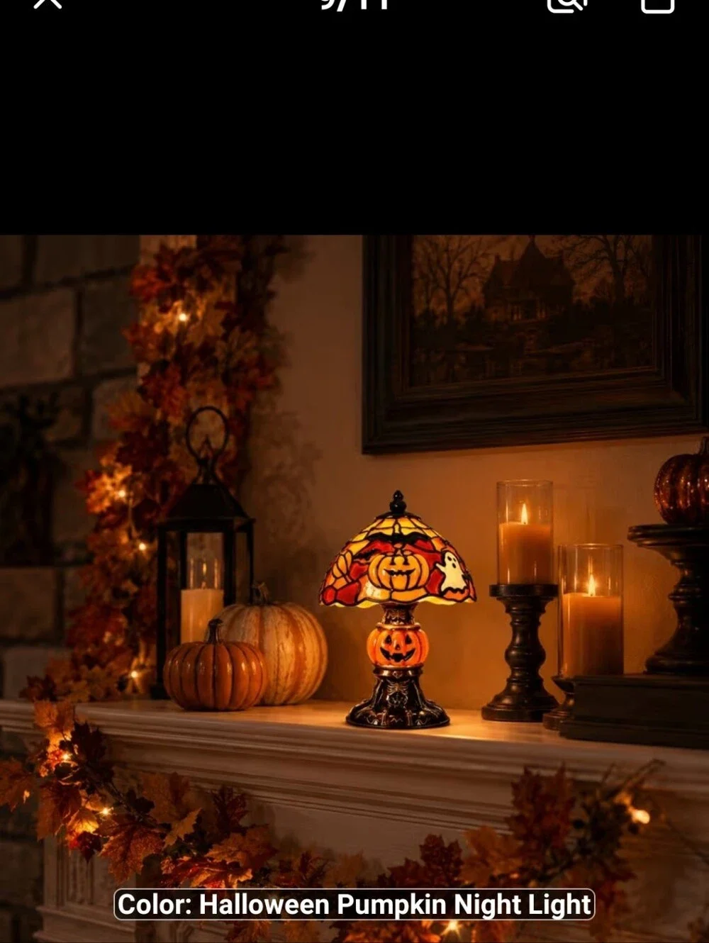 New Halloween Pumpkin Stained Glass Look Table Lamp - 1623-1435
